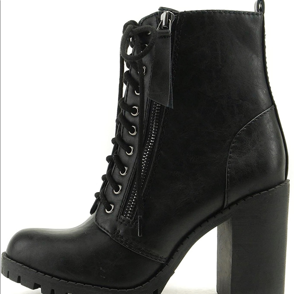 Black heel combat boots